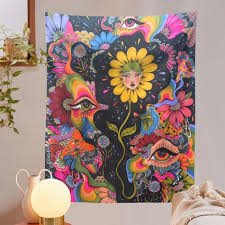 Psychedelic Flower Tapestry Wall