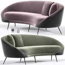 mid century modern curved sofa 3d model