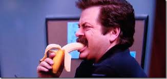 Image result for ron swanson eating a banana gif