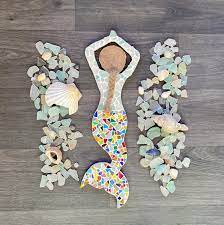 Sea Glass Mosaic Mermaid Wall Decor