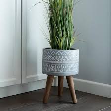 gray tribal fiberglass planter