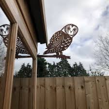 Rusty Metal Barn Owl Garden Silhouette