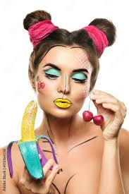 creative pop art makeup stock photo