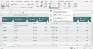 to freeze column and row headings in excel