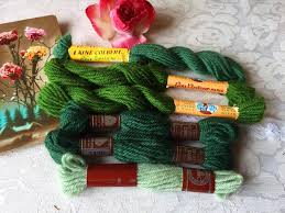 Vintage Green Colbert Wool Skeins Dmc Tapestry Wool Green Wool Floss 6 Wool Thread Skeins Dmc Tapestry Assorted Lot Canevas