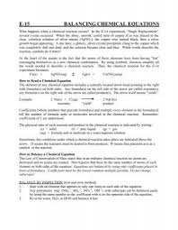 E 15 Balancing Chemical Equations