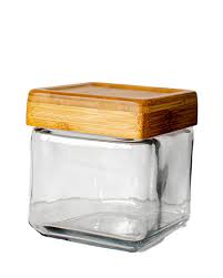 1 Quart Anchor Square Jar With Bamboo