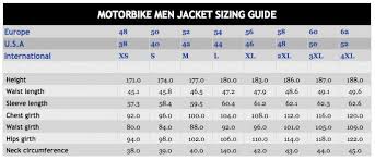Mens Jacket Size Guide Motorcycle Suit Racing