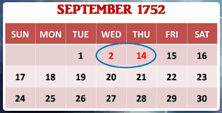 September 1752 Had Only 19 Days Instead Of 30 Days