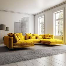 premium ai image large yellow sofa