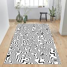 distorted ink stripes floor rug