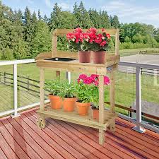 rolling potting bench table planting