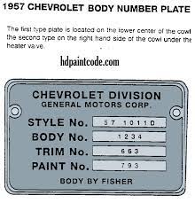 1950 to 1959 gm paint codes and color