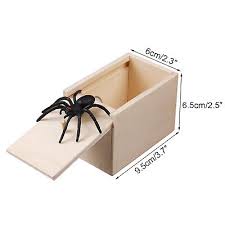 wooden prank spider scare box hidden in