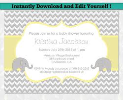 Editable Baby Shower Invitation Template Unisex Baby Shower