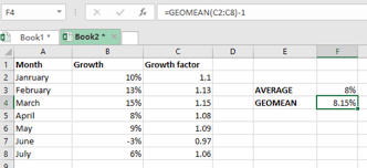 how to use the excel geomean function