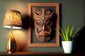 Awesome Wooden Ritual Tiki Mask Hanging