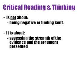 Guidelines for Critical Thinking  Rubric  Use when reading informational  texts