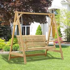 2 Seater Larch Wood Wooden Garden Swing