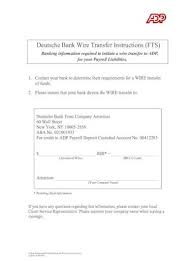 Deutsche bank trust co americas, delivery address : Deutche Bank Wire Transfer Instructions Fts Adp Risk Management Procedures Deutsche Wire Updated On 09 17 02 1 Contact Your Bank To Determine Their Requirements For A Wire Transfer