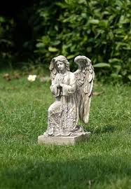 Praying Angel On Pedestal Garden Statue