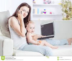 Image result for mother and child both talking on cell phone