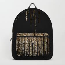 gold sparkly glitter fringe backpack