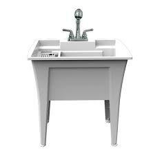 As compared to other sinks, utility sinks are large and hence give you more space for cleaning. Ruggedtub Nova All In One Heavy Duty Laundry Sink With Faucet White 32 In G32wk1 Rona