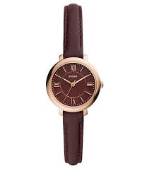Fossil Jacqueline Mini Three Hand Fig Leather Watch