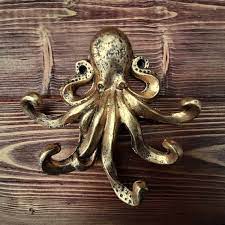 Octopus Cast Iron Wall Hook Antiqued