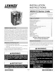 Lennox Air Conditioner Heat Pump Outside Unit Manual L0805500