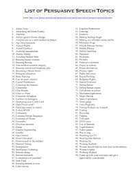 list of persuasive speech topics 