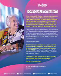 The deped secretary explained the different learning modalities. Abs Cbn News Channel On Twitter Read Deped Sec Leonor Briones Official Statement On Testing Negative For Covid19 Via Jasmin Romero