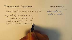 2cos^2x - 3sinx = 0 Trigonometric Quadratic Equation to Solve - YouTube