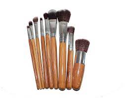 brown bamboo makeup brush set mineral