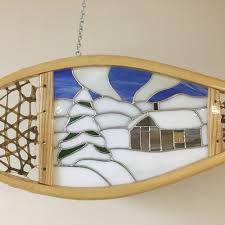 Cabin Stained Glass Snowshoe Canada