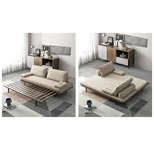 Japandi Pull Out Sofa Bed Khaki Wood