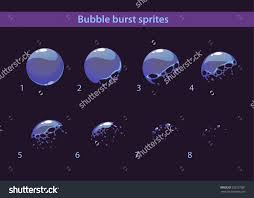 Cartoon Soap Bubble Burst Sprites Vector Frames For