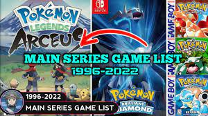 Pokemon main series game list 1996–2022 / Pokemon game list with Release  Date - YouTube