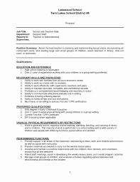 Resume For Babysitter Inspirational 20 Teacher Job Description For