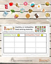 healthy and unhealthy food sorting activity