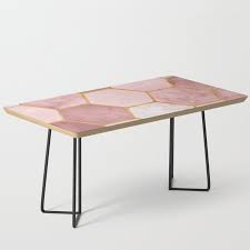 Gold Hexagon Print Modern Coffee Table