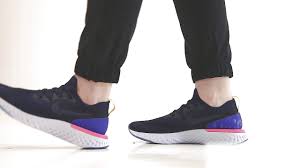A black nike react foam midsole and rubber outsole with hints of pink adds for durable cushioning, while teal wraps the tpu heel clip to give off that south beach. Nike Epic React Flyknit Bouncy On The Foot Feel Sportsshoes Com Youtube