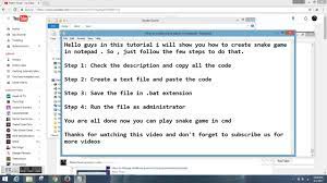 how to create snake game in notepad