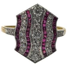 diamond and ruby ring in platinum for