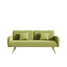 70 47 In Green Fabric Twin Size Convertible Folding Sofa Bed With 2 Pillows