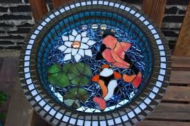 Stained Glass Mosaic Bird Bath Nature