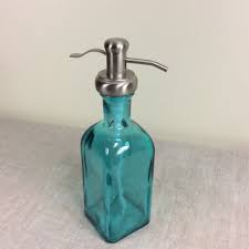 16 Oz Blue Glass Soap Pump Dispenser