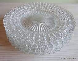 Six Pressed Glass Plates Vintage Glass
