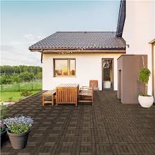 Topeakmart 12x12 Patio Pavers Tiles Interlocking Wood Flooring Deck Tiles Outdoor 27pcs